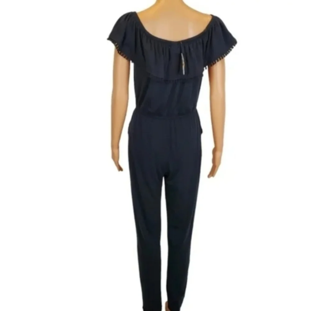 Planet Gold Black Off-Shoulder Jumpsuit